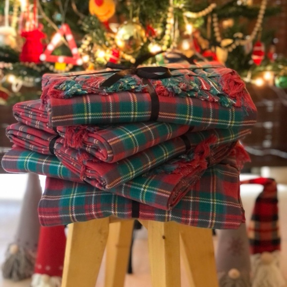 Tartan throw/blanket in cotton-poly mix - Picture 2 of 5